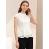 INSPIRE CHIC Women's Mock Neck Cap Sleeve Crochet Lace Peplum Blouse - 4 of 4