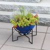 ACHLA Designs 16" Wide Planter Bowl Galvanized Steel with Black Wrought Iron Jane Plant Stand French Blue: Weather-Resistant, No Assembly Required - image 2 of 4