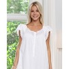 ADR Women's Cotton Nightgown, Short Sleeve Lace Trimmed Button Up Long Vintage Night Dress Gown - 4 of 4