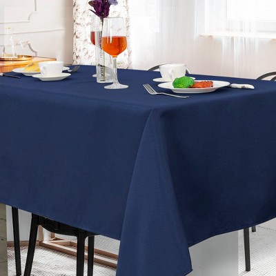 60"x104" Rectangle Polyester Stain Resistant Solid Tablecloths Navy Blue - PiccoCasa