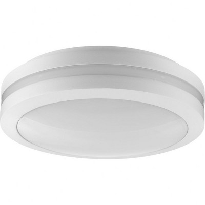 Progress Lighting Hard Nox 1-Light LED Satin White Flush Mount, White Polycarbonate Lens
