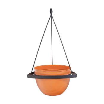 Achla Designs 28" Lina Wrought Iron Hanging Planter with Pot Orange