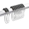 Home Mart Goods Dark Grey Fabric Textured Glam luxury Shower Curtain With 12 Metal Roller Ball Hooks - 72" x 72" - 2 of 3