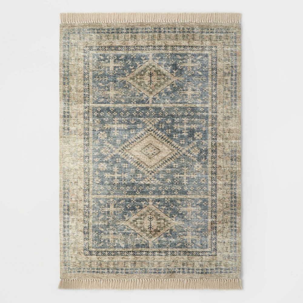 Photos - Area Rug 5'x7' Pine Brook Diamond Persian Style Rug Blue - Threshold™ designed with