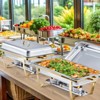 GustoWave 24'' Chafing Dishes for Buffet 2 or 4 Packs, 8 QT Stainless Steel Chafer, Rectangle Servers and Warmers Set with Folding Frame - 2 of 4