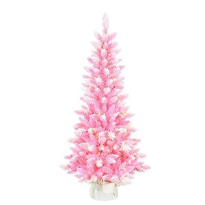 Kurt Adler 4-Foot Pre-lit LED Flocked Pink Slim Tree - 1 of 1