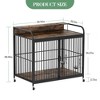 GustoWave Furniture Style Large Dog Crate with 360° & Adjustable Raised Feeder for Dogs 2 Stainless Steel Bowls - Indoor Movable Enclosure - 2 of 4
