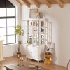 SpassWay 78"H White Washed Vintage Display Cabinet with Glass Doors 3 Sided Glass Farmhouse Storage Hutch for Living Room Kitchen Office Hallway - 4 of 4