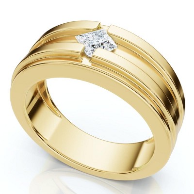 Pompeii3 1/2Ct Princess Cut Heavy Solitaire Diamond Ring Men's 14k Gold or Pt Lab Created