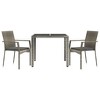 vidaXL Garden Dining Set Grey PE rattan, powder-coated steel, tempered glass - 3 of 4