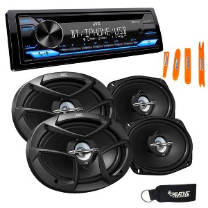 JVC KD-T710BT - CD Receiver featuring Bluetooth, Front USB, AUX, Amazon Alexa + Two Pairs Of JVC 6x9" Speakers - 1 of 4