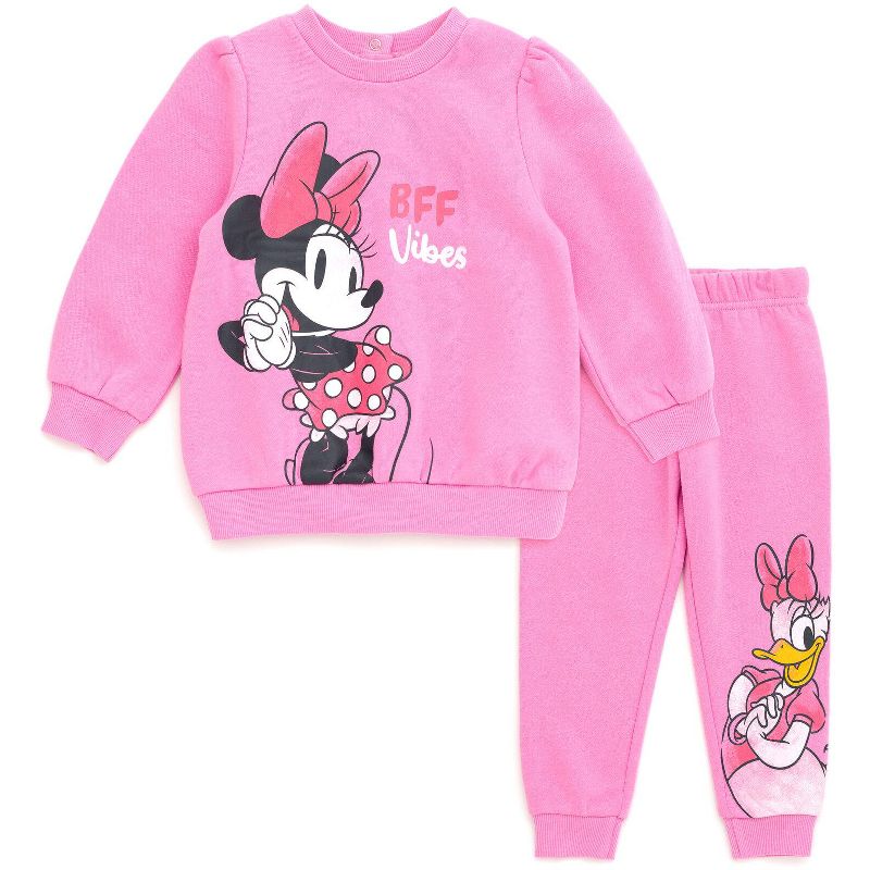 Disney Princess Minnie Mouse Winnie the Pooh Rapunzel Eeyore Piglet Fleece Sweatshirt and Pants Set Infant to Little Kid, 1 of 8