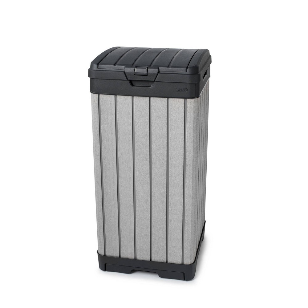 Keter Rockford Duotech Outdoor Trashcan, Gray