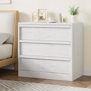 Garvee 3 Drawer Dresser for Bedroom, White Nightstand 3 Chest of Drawers with Large Storage, Small Bedside Table for Living Room, Nursery, Entryway - 1 of 4