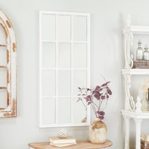 Wood Window Pane Inspired Wall Mirror White - Olivia & May: Farmhouse Entryway Decor, 48x22" Rectangle - 1 of 4