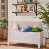 VECELO 18/30/43" Storage Ottoman Wooden Bench with Wicker-Knot Cushions Toy Box Organizer with Safety Hinges Charcoal Gray/White - 4 of 4
