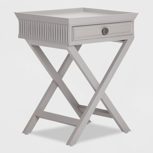 Ashby Nightstand with Drawer Gray - Finch: Modern End Table, Mango Wood, Storage Solution - 1 of 4