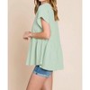 Women's Ruched Notched Short Sleeve Blouse - Cotton Bleu - 3 of 4