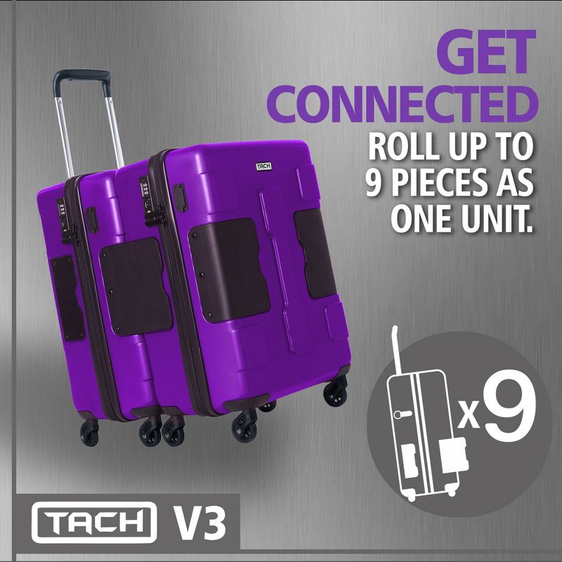 TACH V3 Connectable Hardside Suitcase Luggage Bags w/ Spinner Wheels, 4 of 8