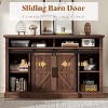 AMERLIFE 66" W Farmhouse TV Stand, Wood 40" H Tall Entertainment Center with Sliding Barn Door - 4 of 4