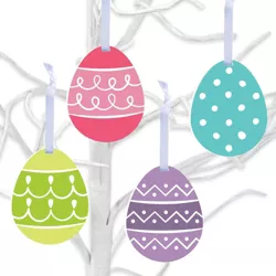 Big Dot of Happiness Hippity Hoppity - Easter Egg Decorations - Tree Ornaments - Set of 12