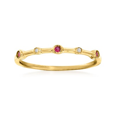 Pure Collection by Ross-Simons Ruby- and Diamond-Accented Ring in 14kt Yellow Gold