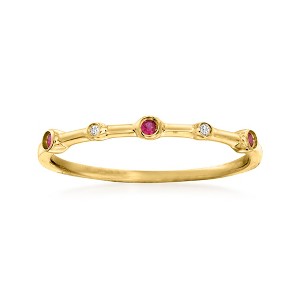 Pure Collection by Ross-Simons Ruby- and Diamond-Accented Ring in 14kt Yellow Gold - 1 of 4