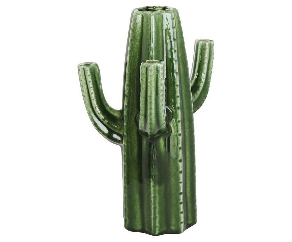 Stoneware Cactus Vase (10") - Green - 3R Studios
