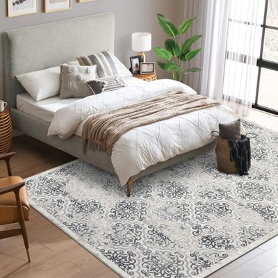 Machine Washable Living Room Rug Indoor Rug Kitchen Accent Rug Distressed Carpet Low Pile Bedroom Rug Office Dining Room Olive