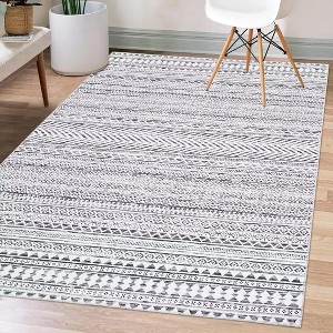 Coucheta Modern Geometric Area Rug Machine Washable Non-Slip Low Pile Carpet for Living Room Bedroom,  Multi-Color & Size - 1 of 4
