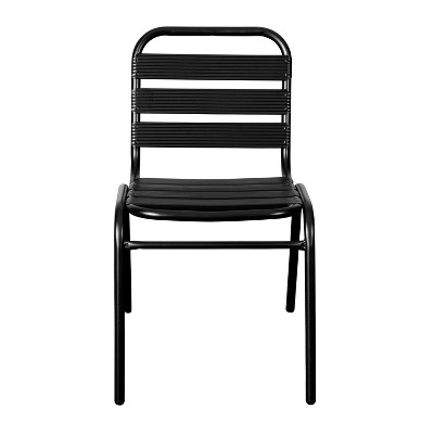Black Metal Indoor-Outdoor Armless Stackable Dining Chair