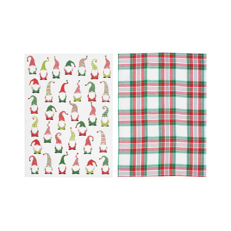 C&F Home Gnome Plaid Printed & Woven Kitchen Towel Set of 2, 1 of 3
