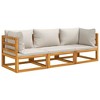 vidaXL 3 Piece Patio Lounge Set in Solid Acacia Wood with Light Gray Cushions - Farmhouse Style Outdoor Furniture for Garden, Deck, Patio - 3 of 4