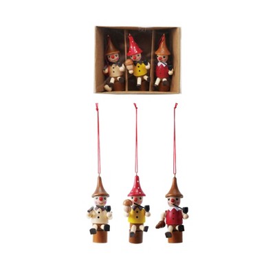 Storied Home 3-Piece Wood Woodsman Ornaments, Multicolor
