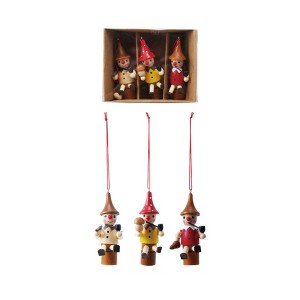 Storied Home 3-Piece Wood Woodsman Ornaments, Multicolor - 1 of 1