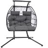 Sunnydaze Outdoor Andrei Double Egg Chair with Steel Stand and Polyester Cushion - Dark Gray - 74" - 4 of 4