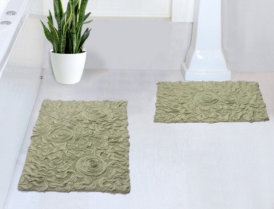 Bell Flower Collection Cotton Floral Pattern Tufted Bath Rug Set Pack of 2 - Home Weavers