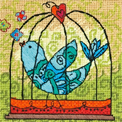 Dimensions Mini Needlepoint Kit 5"X5"-Birdie Stitched In Thread