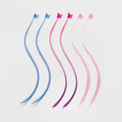 Photo 1 of Kids 6pk Faux Hair Extensions - Cat & Jack Purple/Blue/Pink