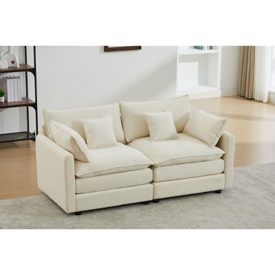 NicBex Couches for Living Room Modular Sectional 2-Seater Sofa Modern Upholstered Sofa Couch with Cushion Pillows for Bedroom Apartment, Beige