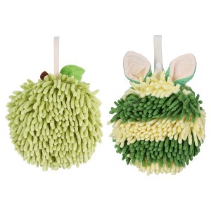 REGALWOVEN 2 Pcs Comfortable Soft Absorbent Chenille Ball Fuzzy Hand Towels - 1 of 4