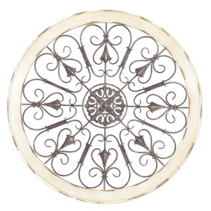 Wood Distressed Scroll Window Inspired Wall Decor: Farmhouse Style, Iron Frame - Olivia & May - 1 of 4
