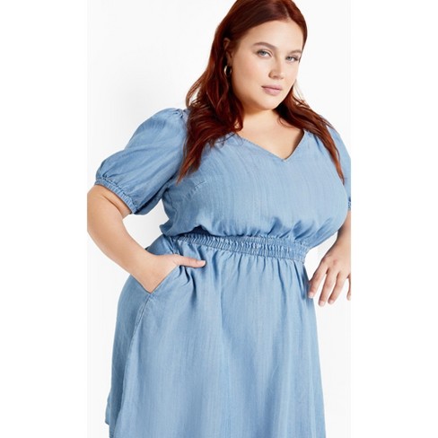 Women's Plus Size Emma Dress - light wash | CITY CHIC - image 1 of 4