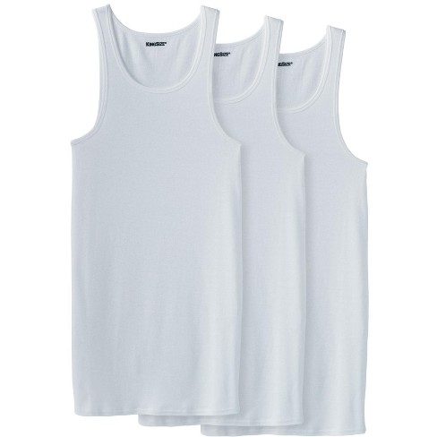 KingSize Mens Big & Tall Cotton Tank Undershirt 3-Pack Tall-6XL White 