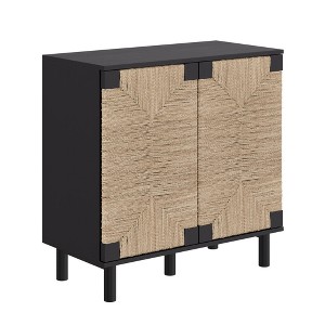 Beacon Wood and Seagrass 2 Door Storage Cabinet - Nathan James - 1 of 4