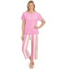 Collections Etc Stripe Capris Short Sleeve 2-Piece Pajama Set - 3 of 4