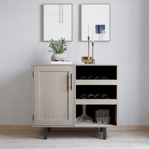 Merrick Lane Bar and Sideboard with Storage Cabinet, Hanging Stemware Holders and Bottle Storage - 1 of 4
