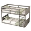 ZevemomoLow Twin Over Twin Bunk Bed,Solid Rubberwood Bed Frame with Built-in Ladder,for Small Spaces,Bedroom,Space Saving,No Box Spring Needed, White - 2 of 4