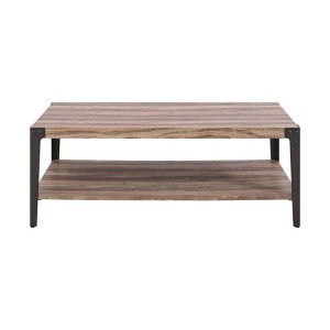 Modern Industrial Coffee Table Metal/Distressed Wood - Danya B.: Fixed Shelf, Living Room Furniture - 1 of 4