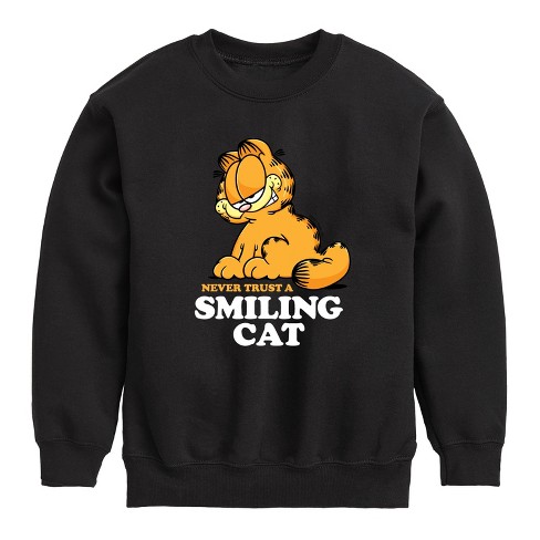 Boys' - Garfield - Never Trust Smiling Cat Graphic Long Sleeve Fleece Sweatshirt - image 1 of 4